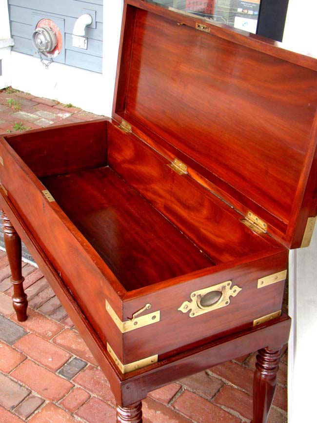 A fabulous 19th century mahogany British Campaign Chest on stand circa 1840 — image 3